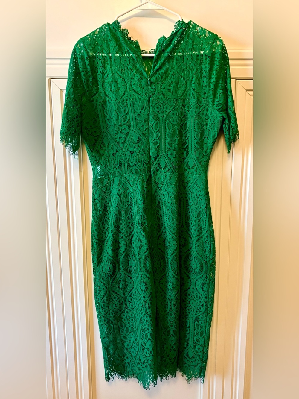 🟢 LULUS REMARKABLE GREEN SHEER LACE SHORT SLEEVE MINI DRESS - SIZE LARGE - NEW 🟢 - Picture 4 of 10